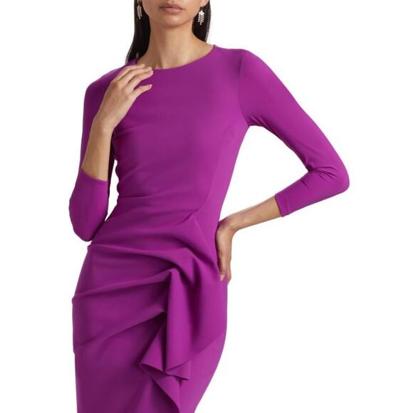 Chiara Boni La Petite Robe Women's Magenta Gathered Side Midi Dress Size 4 - Picture 11 of 11